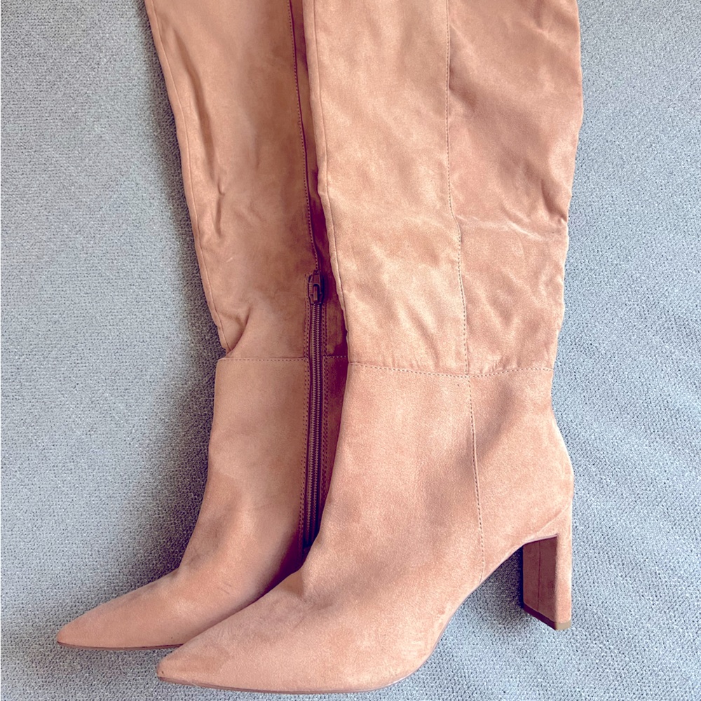 Baby pink suede boots